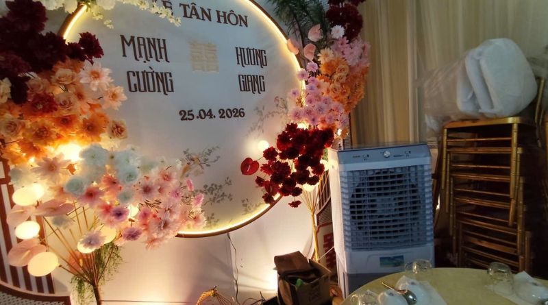 Dự án cho thuê quạt hơi nước tại Lễ tân hôn Mạnh Cường - Hương Giang trên đường Phong Châu - Nha Trang 25/04/2026